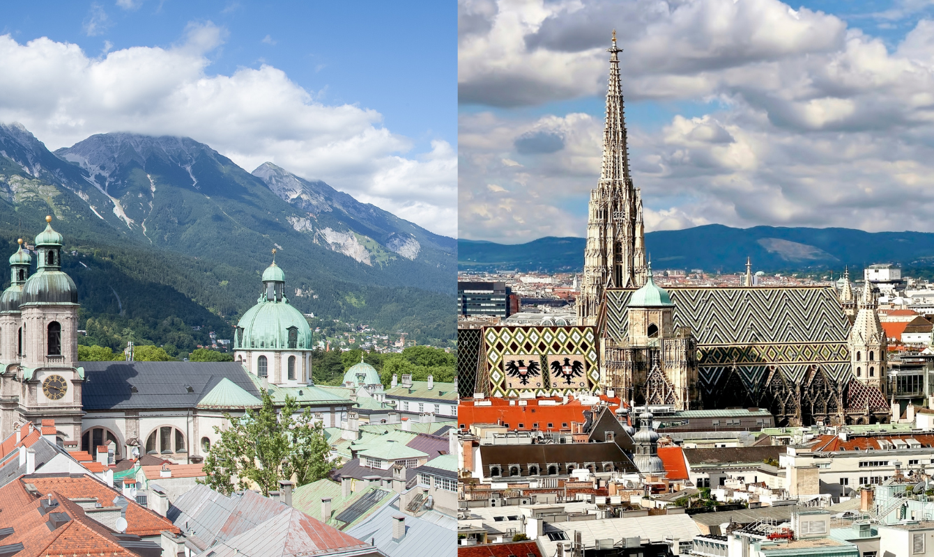 Innsbruck und Wien auf einem Bild